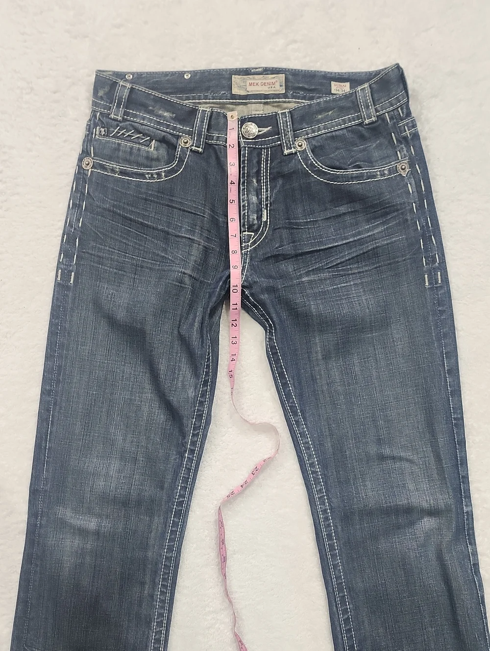 Mek Denim Men's Distressed Straight Leg Western Dubai Denim Jeans 34